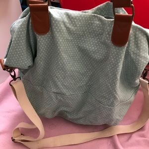Mossimo weekender bag blue and white polka dots